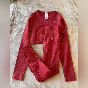 Gymshark red matching legging long sleeve set